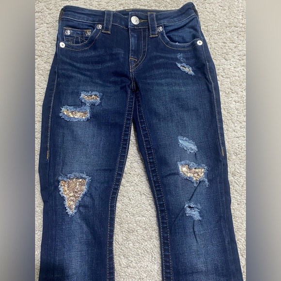 True Religion Curvy Skinny Jennie Curvy Gold Sequin Style: 201097 Size: W24 - Picture 1 of 9